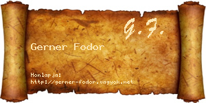 Gerner Fodor névjegykártya